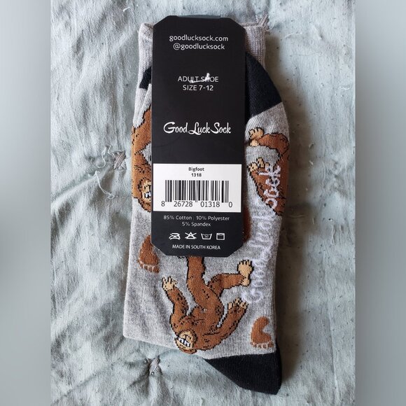 Good Luck Sock Men's Bigfoot Socks (Gray, 7-12) NWT - Picture 2 of 4